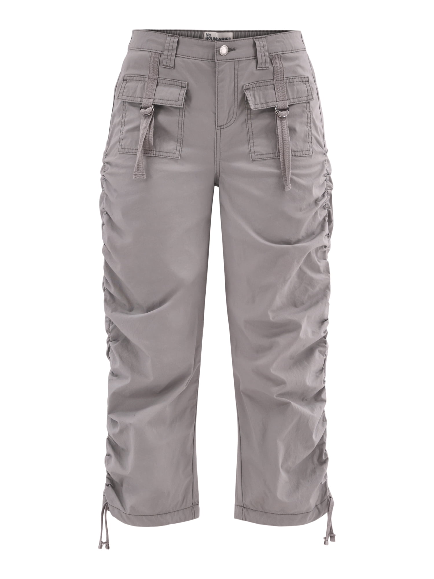No Boundaries Women's Ruched Crop Cargo Pants 22 Inch Inseam