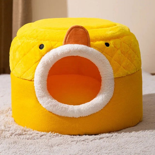 Cute Cat Bed Pet Dog House Winter Cat Villa Sleep Kennel Removable Warm Nest Enclosed Tents Cave Sofa Pet Supplies Accessory ShopWise Round