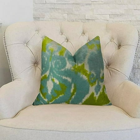 Plutus Velvet Bliss Water Handmade Throw Pillow, (12" x 20")