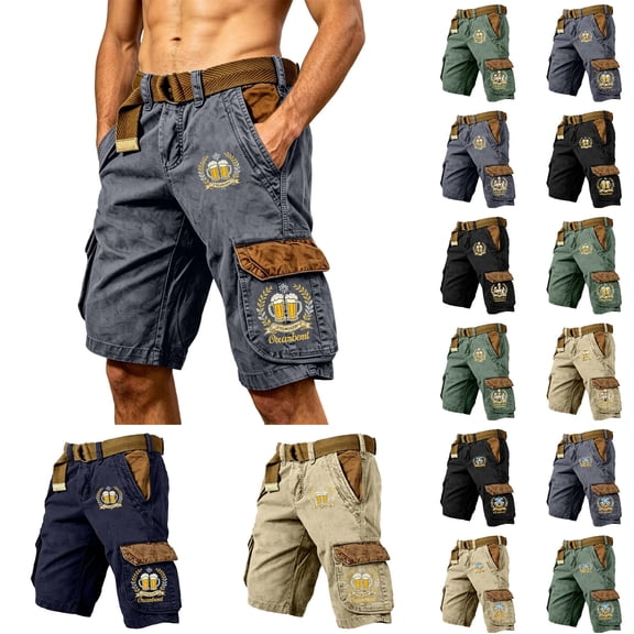 Men's Cargo Shorts with Multi Pockets - Casual Hiking Summer Shorts for Outdoor Activities, Relaxed Fit Brushed twill fabric, Lightweight Breathable,Grey,L