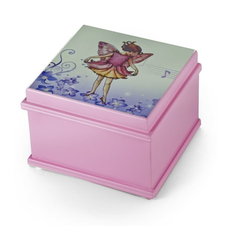 Matte Pink Enchanted Fairy 18 Note Ballerina Musical Jewelry Box - You Pick The Song - Rose, The (A. McBroom/B Midler)