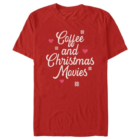 Men's Lost Gods Coffee and Christmas Movies Distressed  Graphic Tee Red Small