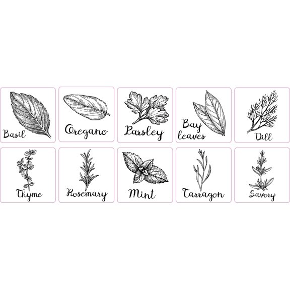 StickerTalk Herb Garden Label Vinyl Stickers, 1 sheet of 10 stic