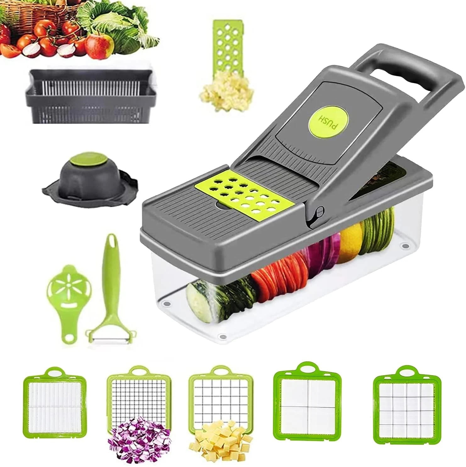 5 Core Vegetable 8 in 1 Food Veggie Slicer Dicer for Onion Potato Cucumber with Container - Walmart.com