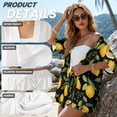 thumbnail image 6 of Xoenoiee Lemon Leaves Print Women's 2 Piece Beach Outfits Short Sleeve Shirts and High Waist Shorts Lounge Sets Casual Tracksuit Set Beachwear, XL, 6 of 7