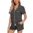thumbnail image 4 of Pijama Anjue para mujer, pantalones cortos, viscosa gris oscuro, 4 of 6