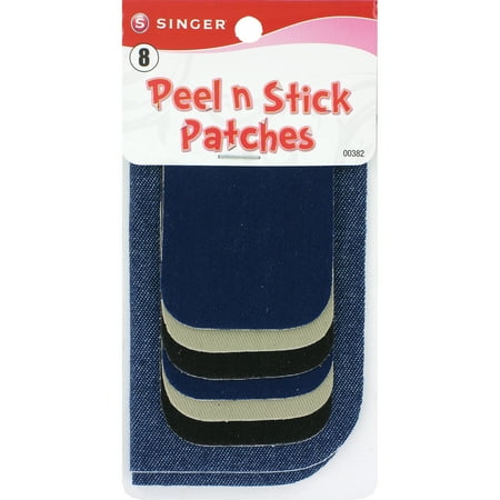 Peel And Stick Appliques - Singer Peel n Stick Assorted Denim & Twill Patches, 8 Piece