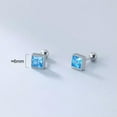thumbnail image 2 of QQTDFG 925 Sterling Silver Square Blue CZ Screw Back Stud Earrings 6mm A1003-Silver, 2 of 6
