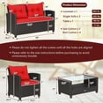thumbnail image 6 of Resenkos 4 Pieces Patio Rattan Furniture Set, Outdoor Furniture Garden Conversation Sets with Tempered Glass Coffee Table-Red, 6 of 9