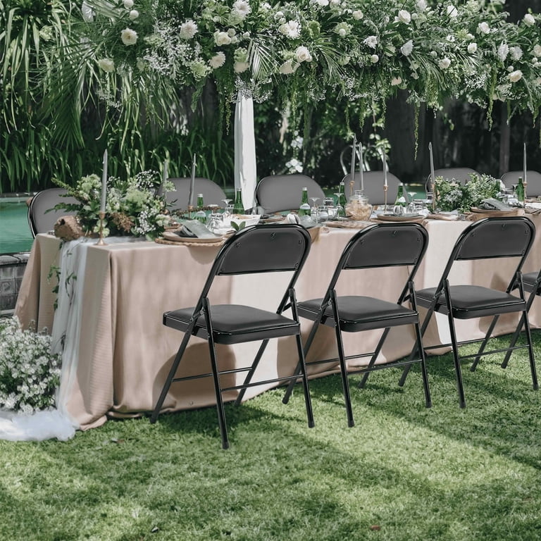 MAYEERTY 4 Piece Leather Padded Folding Chair, Comfy Portable