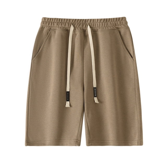 Men's Casual Elastic Waist Drawstring Shorts - Summer Beach Linen Shorts, Polyester, All Occasions
