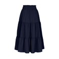 thumbnail image 4 of XIAONU Tiered Midi Skirt For Women Elastic Waist Drawstring Casual Flowy A Line Skirt, 4 of 5