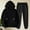 Black, variant on Caywon Women's Fashion Casual Solid Color Hooded Sweatshirt with Pockets Cuffed Sweatpants 2-Piece Set (1 Top 1 Pants) Loose Fit Round Neck Long Sleeve for Daily Leisure