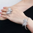 thumbnail image 5 of Chic Cubic Zircon Crystal Ladies Big Butterfly Open Bracelet Bangle and Ring Set, 5 of 9