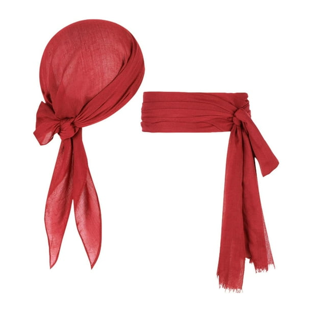 Conjunto de disfraz de pirata, turbante pirata, banda para el pelo, disfraz, diadema, decoración decorativa Rojo