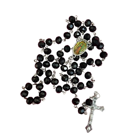 12 X Wholesale Bulk Lady of guadalupe Crystal Rosary necklace 18 inches drop down for Baptism , Wedding , Religious Favor /