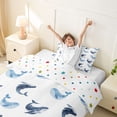 thumbnail image 3 of jejeloiu Watercolor Whale Twin Duvet Cover,Ocean Animal Print Twin Bedding For Boys,Blue White,Polkadot Reversible,2pcs,1 Duvet Cover and 1 Pillowcase, 3 of 6
