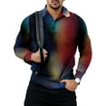 thumbnail image 1 of Frontwalk Mens Casual Polo Shirt Geometric Print Buttons T Shirts Lapel Neck Long Sleeve Pullover Tops Tee Style D 2XL, 1 of 2