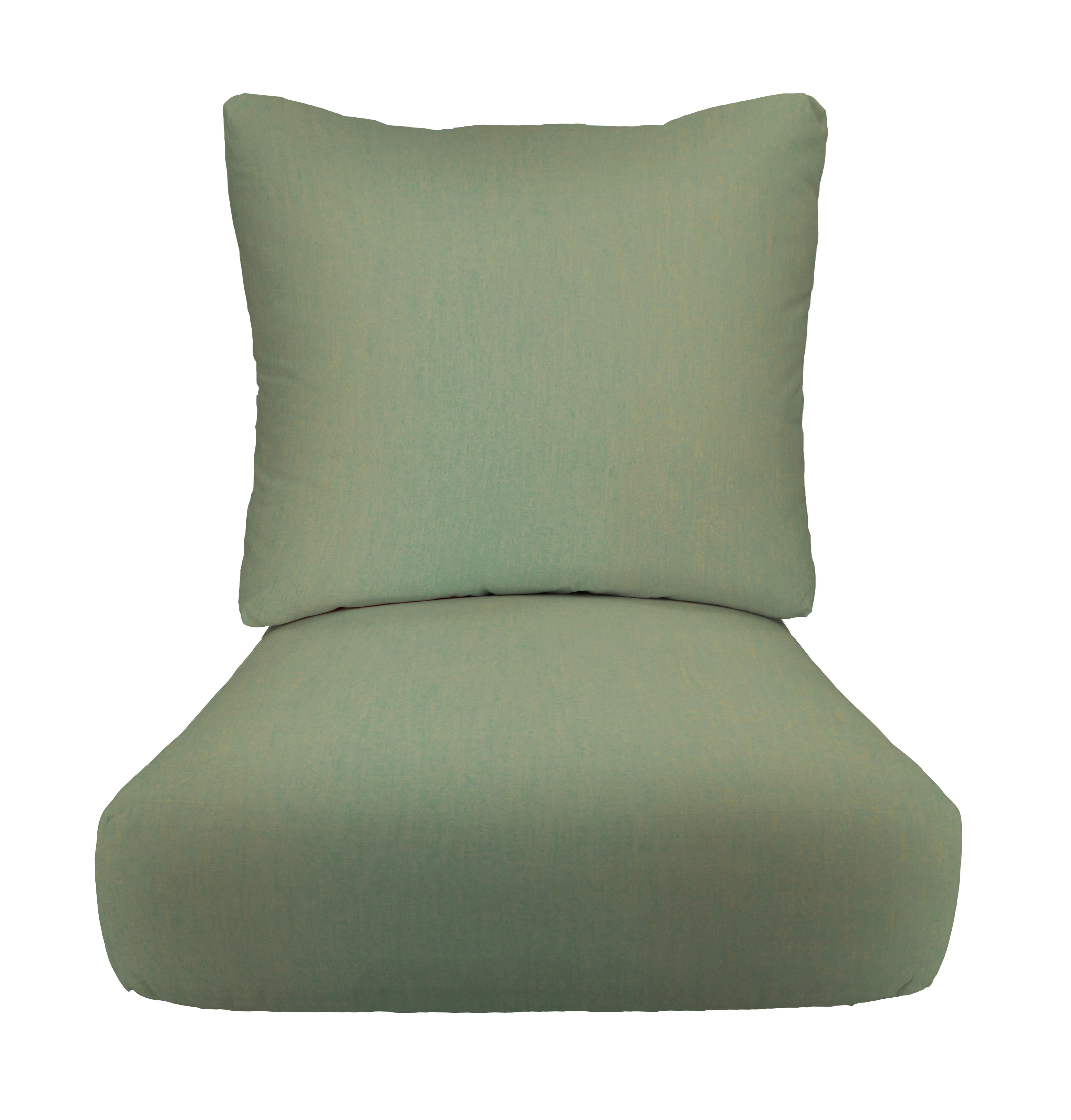 Sunbrella Canvas Spa Green Indoor Outdoor Deep Seat Pillow Chair Cushion Set 