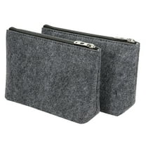 Unique Bargains Felt Pencil Bag Pen Case Stationery Storage Zipper Pouch Organizer Office Gray