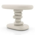 thumbnail image 2 of Kavren Modern Oval Glossy Pedestal End Table, Ivory, 2 of 12