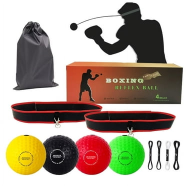 ILSZBKE Boxing Reflex Ball Set - Includes 4 Different Balls and 2 Adjustable Headbands, Great for Reflex, Timing, Accuracy, Focus and Hand Eye Coordination Training for Boxing, MMA and Krav Mega