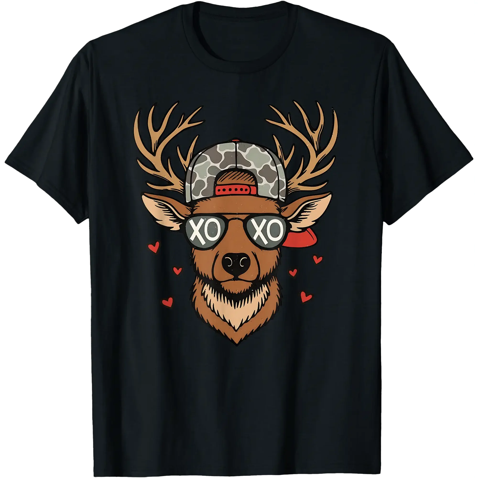 XOXO Valentine Buck Camo Deer Retro Hunting Boys Cap Men Boy T-Shirt Birthday Gift