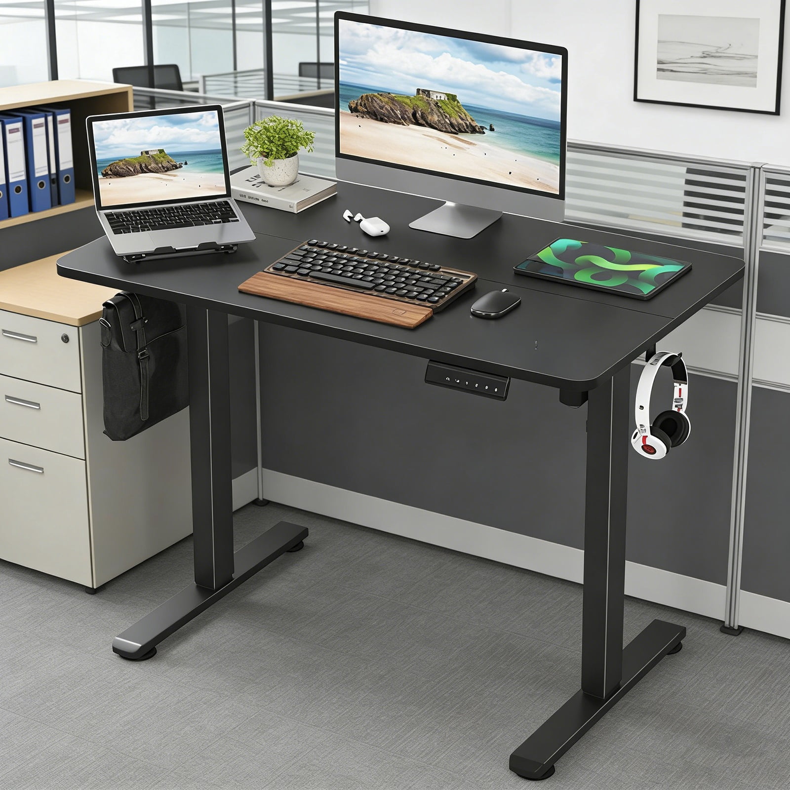 Standing Desks That Raise Up and Down  Large Adjustable Height Raising Desk for Ergonomic Home Office Efficiency