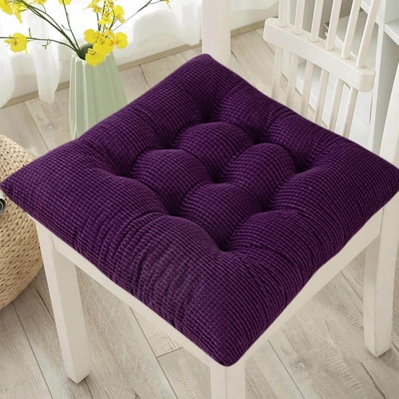 Holloyiver Square Seat Cushion Chair Pads for Kitchen Dining Chairs, Soft Comfort Thickened Corduroy Chair Mat Pillow Cushions for Office Desk Living Room Tatami, 17.7"x17.7", Purple