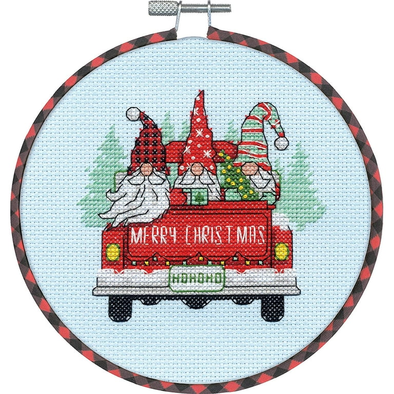 Dimensions Learn a Craft Red Truck Gnomes Cross Stitch Kit Dimensions Learn a Craft Red Truck Gnomes Cross Stitch Kit