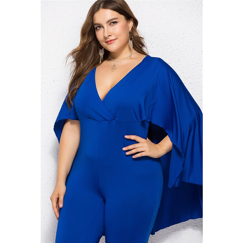 plus size plunge jumpsuit