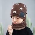 thumbnail image 2 of Jumpingount Gorro de invierno para niños, gorro de lana para niños, pañuelo interior, calentador de cuello, gorro de estrella de cinco puntas, gorros de Sombreros café Jumpingount AP009504-03B, 2 of 6