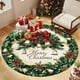 thumbnail image 1 of Tapete navideño con copos de nieve y árbol de Navidad | Alfombra circular con decoración navideña | Base de goma antideslizante | Alfombra de temporada de 80 x 80 cm para sala y entrada, 1 of 5