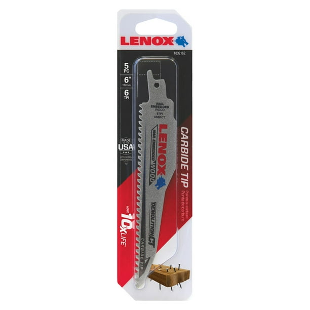 Lenox Demolition CT 6 in. Carbide Tipped Reciprocating Saw Blade 6 TPI