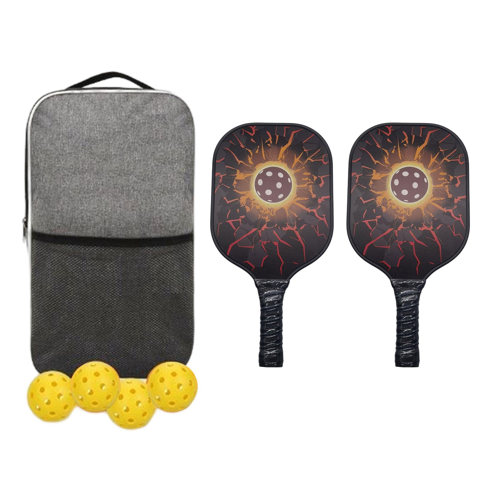 DimyFew Lightweight Pickleball Paddle Set 4x Pickleballs Balls Comfort Grip with Storage Ball Pattern
