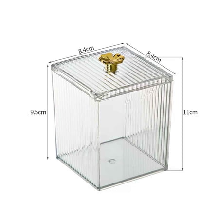 Clear Acrylic Qtip and Cotton Swab Organizer with Lid for Bathroom Vanity and Office Storage