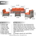 thumbnail image 6 of Ovios 6 Piece Outdoor Furniture All Weather Wicker Patio Conversation Sectional Couch with 7.68" Armrest for Garden Backyard, 6 of 6