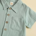 thumbnail image 5 of Xudanell Toddler Boys Summer 2 Piece Clothes Solid Color Lapel Shirt Stretchy Shorts Casual Candy Color Suit for Baby Boy, 5 of 6
