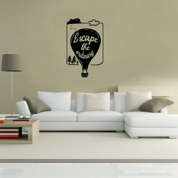 Escape The Ordinary Quote Hot Air Balloon Wall Sticker Art Decal for Girls Boys Kids Room Bedroom Nursery Kindergarten Garage House Fun Home Decor Stickers Wall Art Vinyl Decoration Size (40x35 inch)