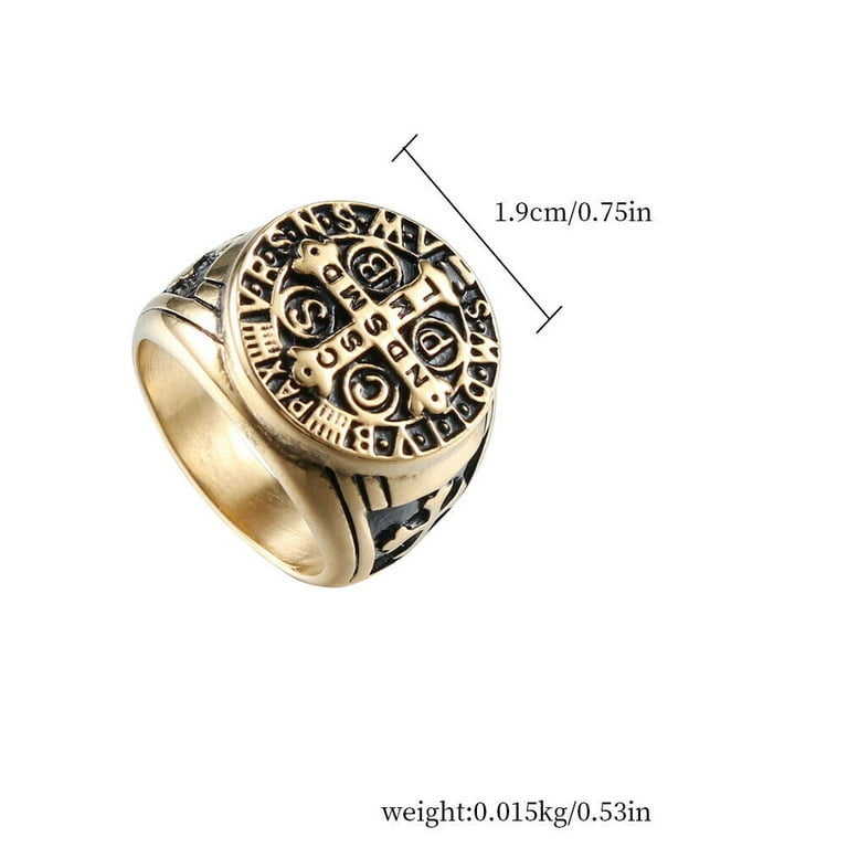 US St Benedict Exorcism Ring Silver Stainless Steel Catholic Roman