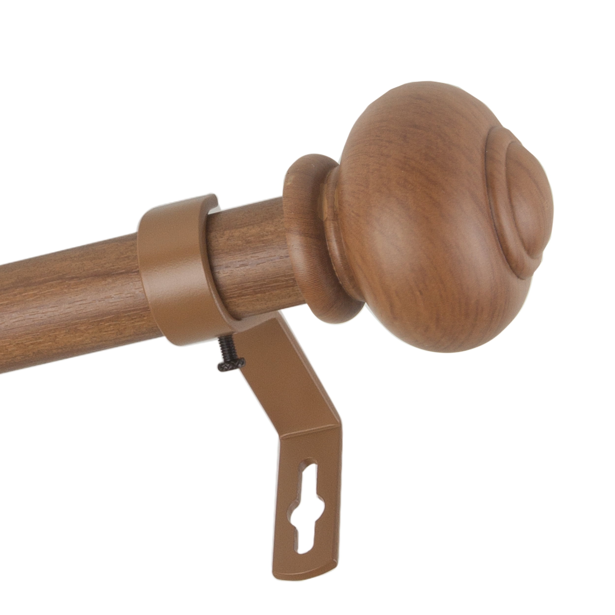 1" Dia Faux Wood Curtain Rod 28-48 inch with Faven Finials - Chestnut