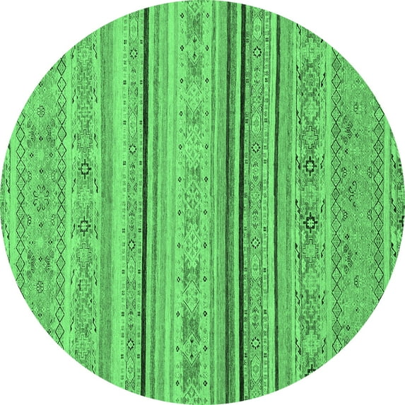 Ahgly Company Indoor Round Abstract Emerald Green Modern Area Rugs, 8' Round