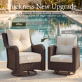 thumbnail image 4 of LayinSun 5 Piece Wicker Outdoor Furniture Set with 6-inch Comfy Cushions, High Back Patio Furniture Set with Swivel Rocking Chairs and Fire Pit Table, 4 of 9