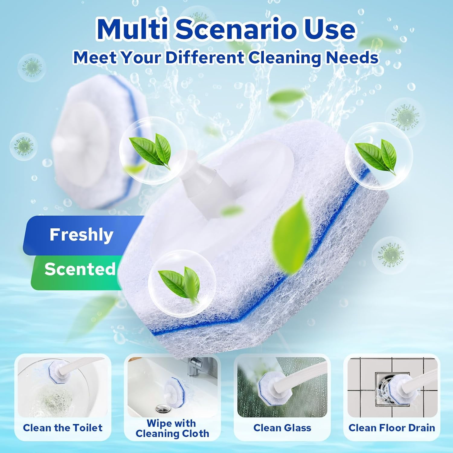 BAODELI Disposable Toilet Brush. Bathroom Cleaning. 60Pcs Disposable Bowl Cleaners Compatible with Most Toilet Brushes