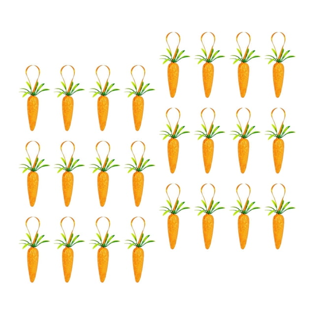24 piezas de adornos colgantes de zanahoria de Pascua, zanahorias artificiales, decoración colgante de Pascua