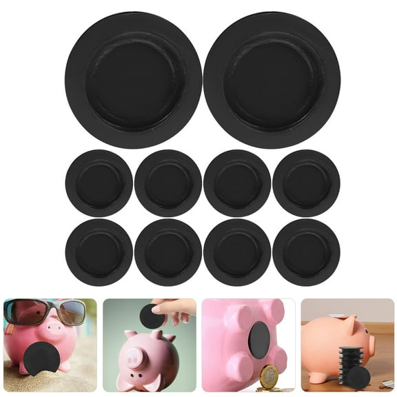 MUSEYA 10pcs Piggy Bank Plugs Rubber Black Protect Piggy Bank for Daily Use