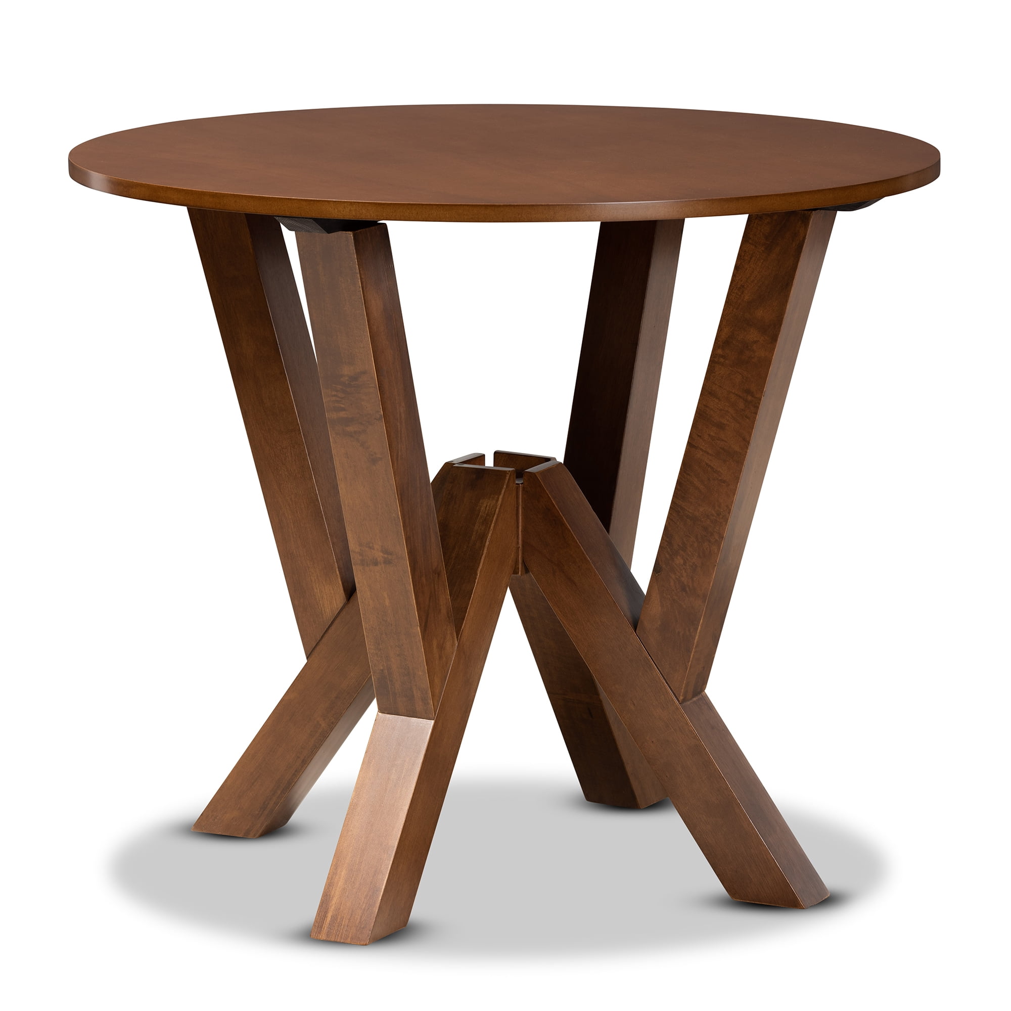 Baxton Studio Alisa Modern and Contemporary Grey Fabric Upholstered and Walnut Brown Finished Wood 5-Piece Dining Set