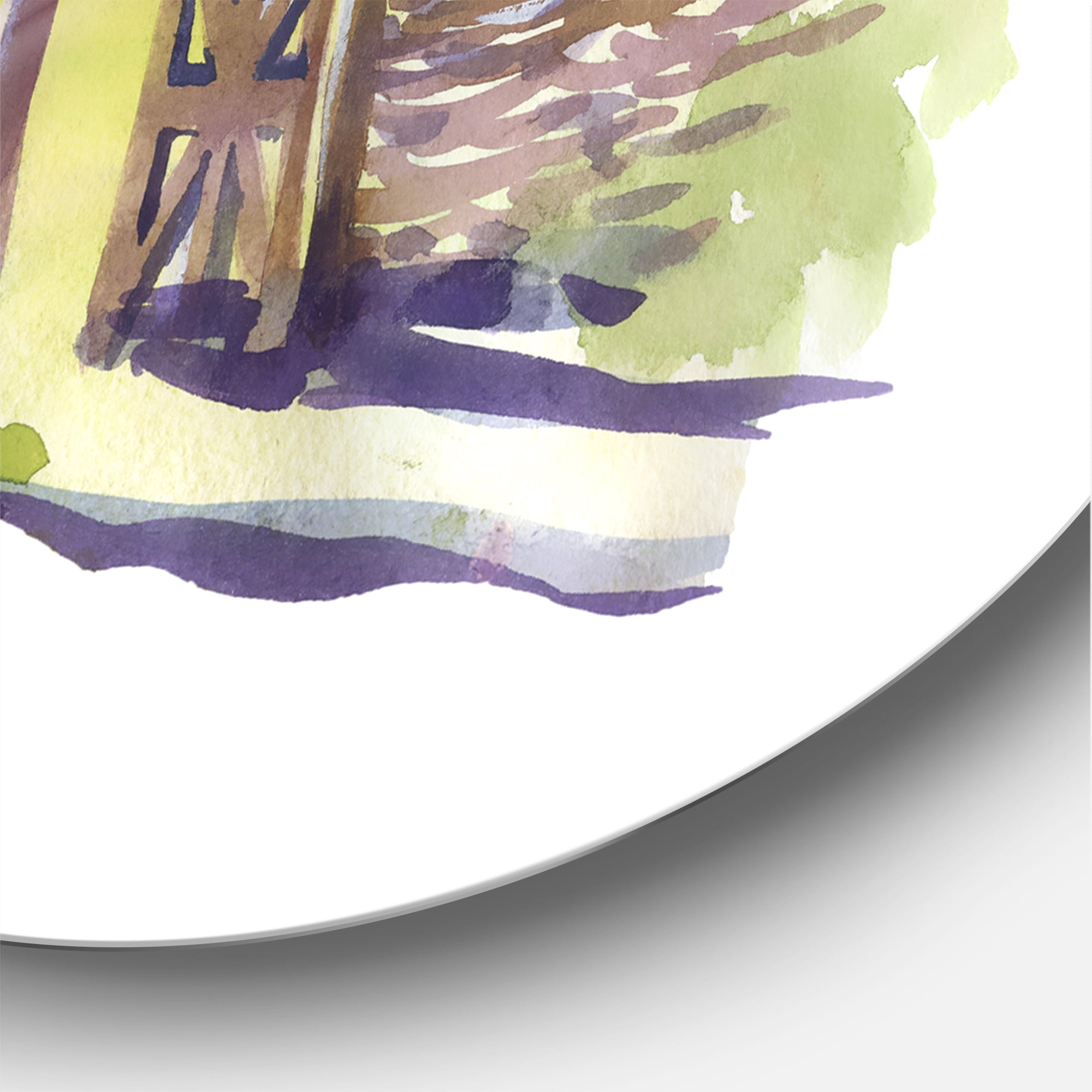 Designart 'Impression of Rustic Cottage In The Woods' Traditional Circle Metal Wall Art 23x23 - Disc of 23