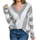 thumbnail image 2 of Liquidación ICHUANYI, jersey de manga larga con cuello en V a rayas informal de invierno para mujer, suéter de punto, blusa, suéter ICHUANYI WER202308173623, 2 of 7
