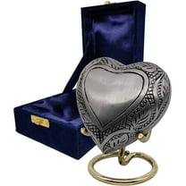 5MOONSUN5's Handcrafted Engraved Heart Urn Keepsake Cremation Urn for Human pet Ashes Engraved Urn Heart Shaped Perfect for Adults & Infants Honor Your Loved One. Comes with Brass Stand & Premium Box